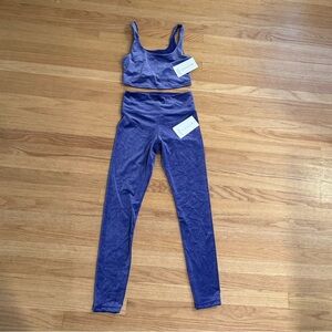 Athleta Sz Small Purple Velvet Cut Out Crop A-C NWT